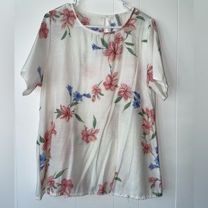 Acting Pro white flowered blouse